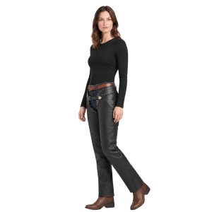 Women's black leather riding chaps