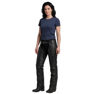 Genuine leather motorcycle chaps for women with adjustable fit