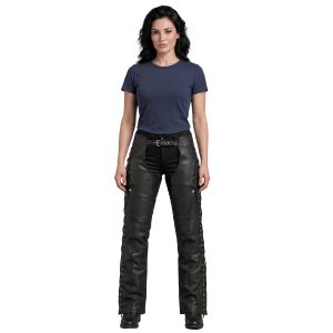 Roland black leather biker cargo pants