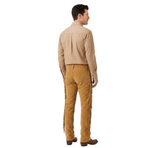 Mocha brown suede cowboy pants with side fringe
