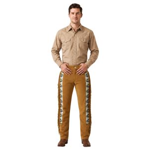 Zenna Mocha Suede Mens Western Fringe Pants