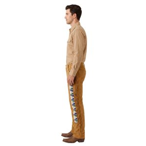 Zenna men's suede pants with Western fringe