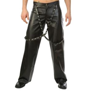 Adornica Black Mens Leather Pants