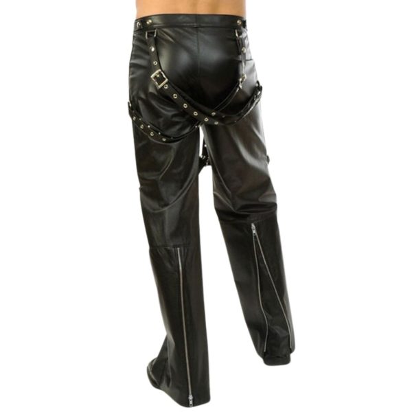 Adornica Black Mens Leather Pants