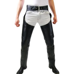Avan Black Mens Leather Assless Chaps