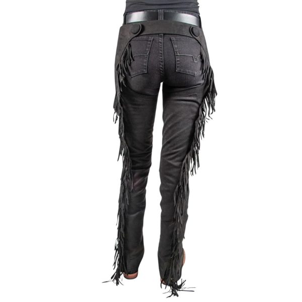 Black Leather Western Chap