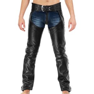 Dean Black Mens Leather Chaps