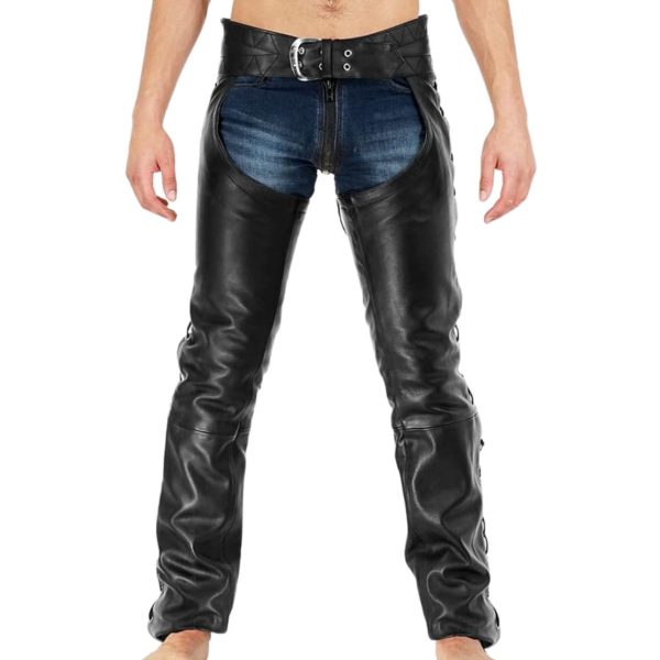 Dean Black Mens Leather Chaps