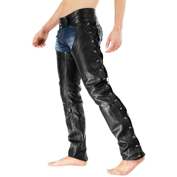 Dean Black Mens Leather Chaps