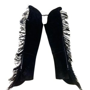 Dean Black Women's Western Fringe Suede Chaps