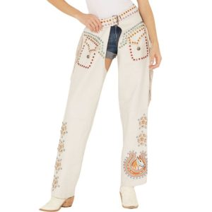 Ice Maiden White Western Leather Chaps