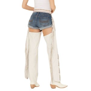 Ice Maiden White Western Leather Chaps