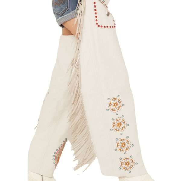 white wester leather chaps