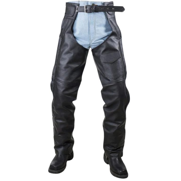 Bold Back Biker Buttless Leather Chaps