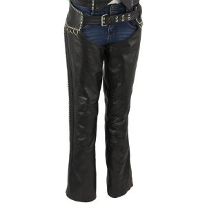 Premium Women's Black Leather Chaps