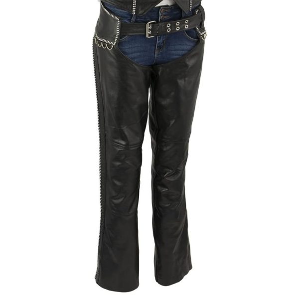 Premium Women's Black Leather Chaps