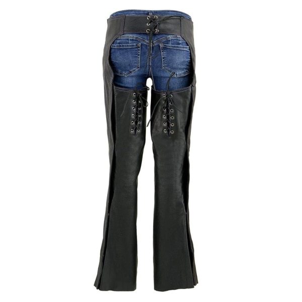 Premium Women's Black Leather Chaps