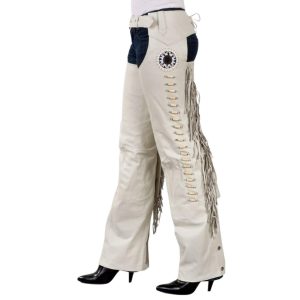Snow Angel Womens White Leather Chaps