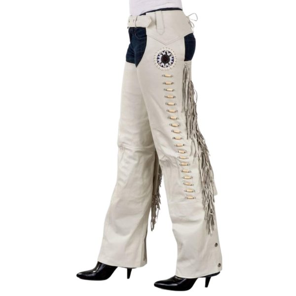 Snow Angel Womens White Leather Chaps
