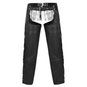 Terrence Black Mens Tassel Fringe Motorcycle Chaps