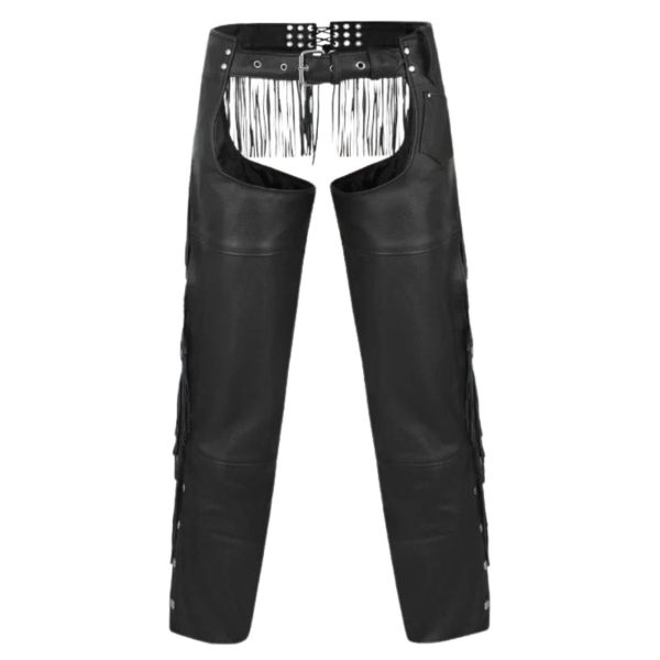 Terrence Black Mens Tassel Fringe Motorcycle Chaps