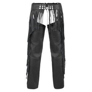 Terrence Black Mens Tassel Fringe Motorcycle Chaps