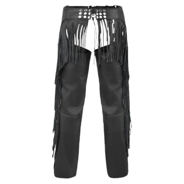 Terrence Black Mens Tassel Fringe Motorcycle Chaps