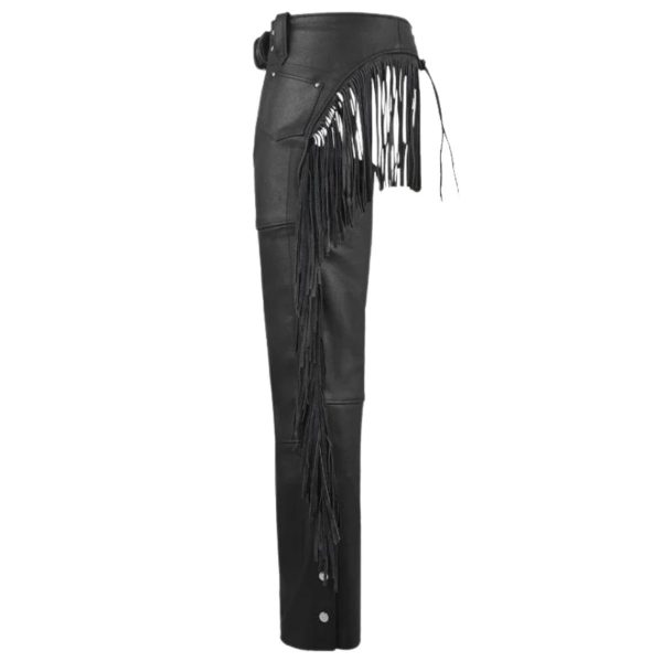Terrence Black Mens Tassel Fringe Motorcycle Chaps