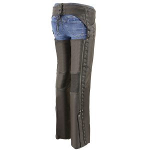 Womens Classic Style Black Leather Chaps