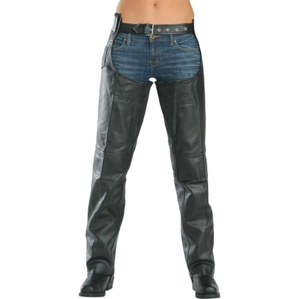 Womens Vintage Black Leather Chaps