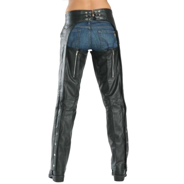 Womens Vintage Black Leather Chaps