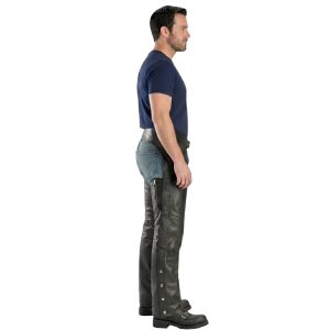 Black leather motorcycle chaps for men
