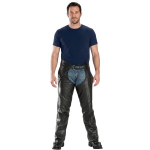 Airin Black Mens Motorcycle Leather Chaps
