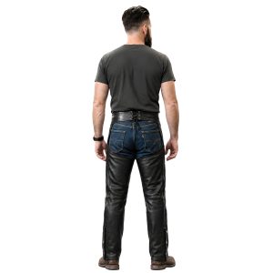 Bold back leather riding chaps for men
