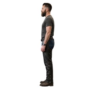 Buttless leather motorcycle chaps for bikers