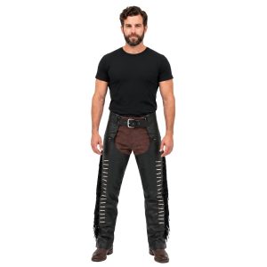 Darren Black Mens Biker Fringe Chaps