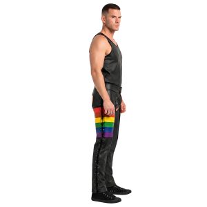 Rainbow leather motorcycle chaps for Pride