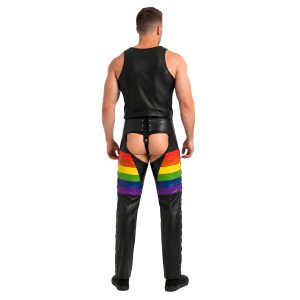 Pride rainbow leather riding chaps for bikers