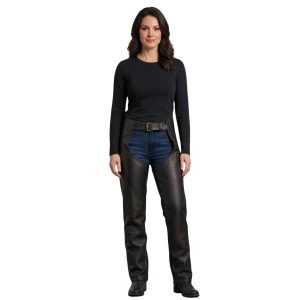 Lady Rider Biker Buttless Leather Chaps