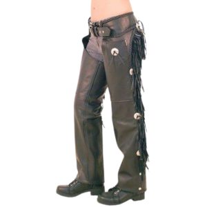 Mack Black Mens Motorcycle Fringe Chaps