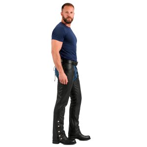 Nomad Nebula black leather motorcycle chaps