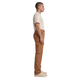 Brown leather biker cargo pants for men