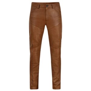 Terra Trek Brown Mens Leather Biker Pants.