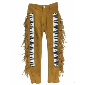 Zenna Mocha Suede Mens Western Fringe Pants