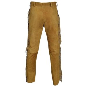Zenna Mocha Suede Mens Western Fringe Pants