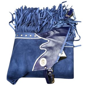 Blue Suede Mens Western Fringe Chaps