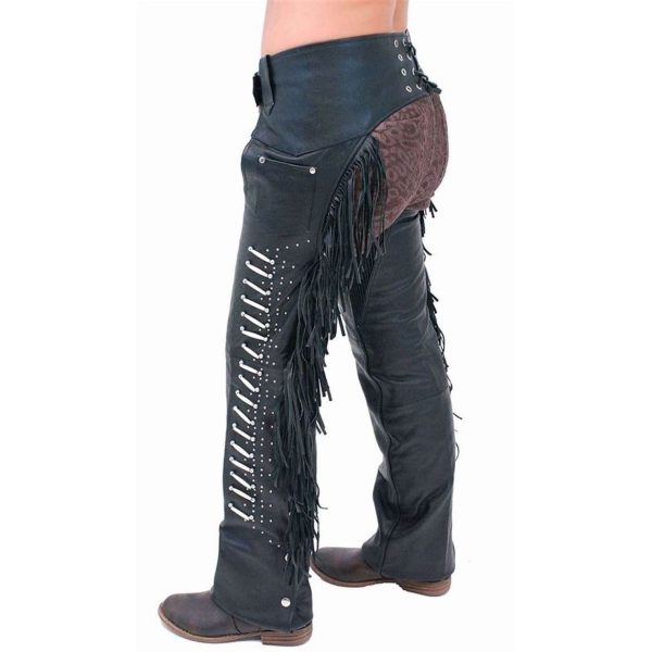Darren Black Mens Biker Fringe Chaps