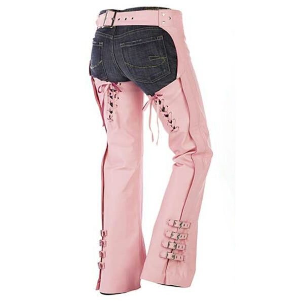 Women pink motorcycle leather chaps