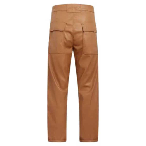 brown mens cargo leather pant