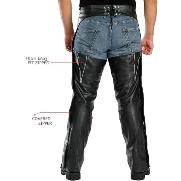 Viper Venture Men's Leather Motorcycle Chaps
